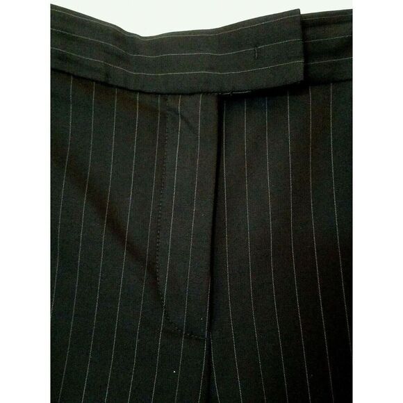 Ann Taylor Black Wool Pants 12P 12 Petite  Womens Devin Fit Pinstripe Stretch - Picture 3 of 6